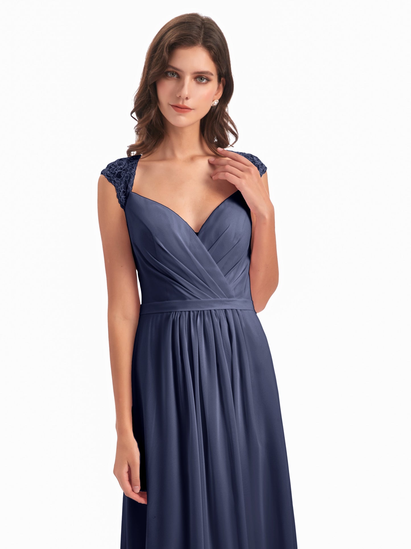 Sofia Floor Length Cap Sleeves Chiffon Bridesmaid Dresses