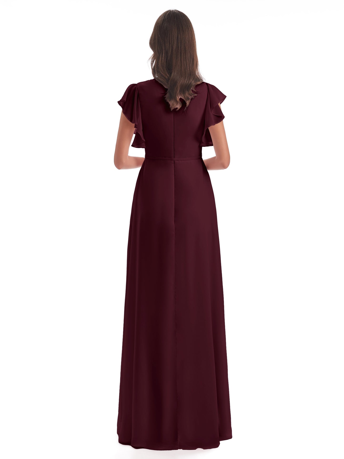 Stella Sheath Floor Length V-Neck Chiffon Bridesmaid Dresses