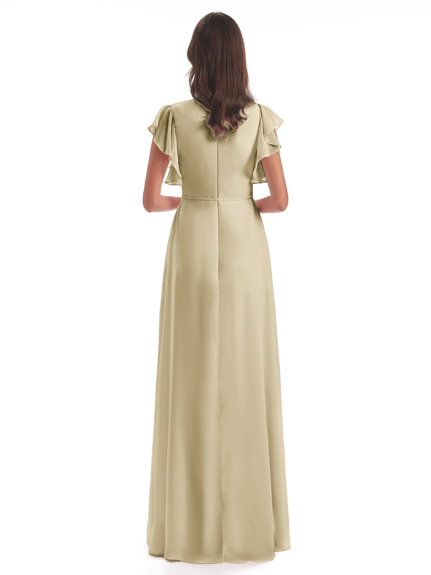 Stella Sheath Floor Length V-Neck Chiffon Bridesmaid Dresses