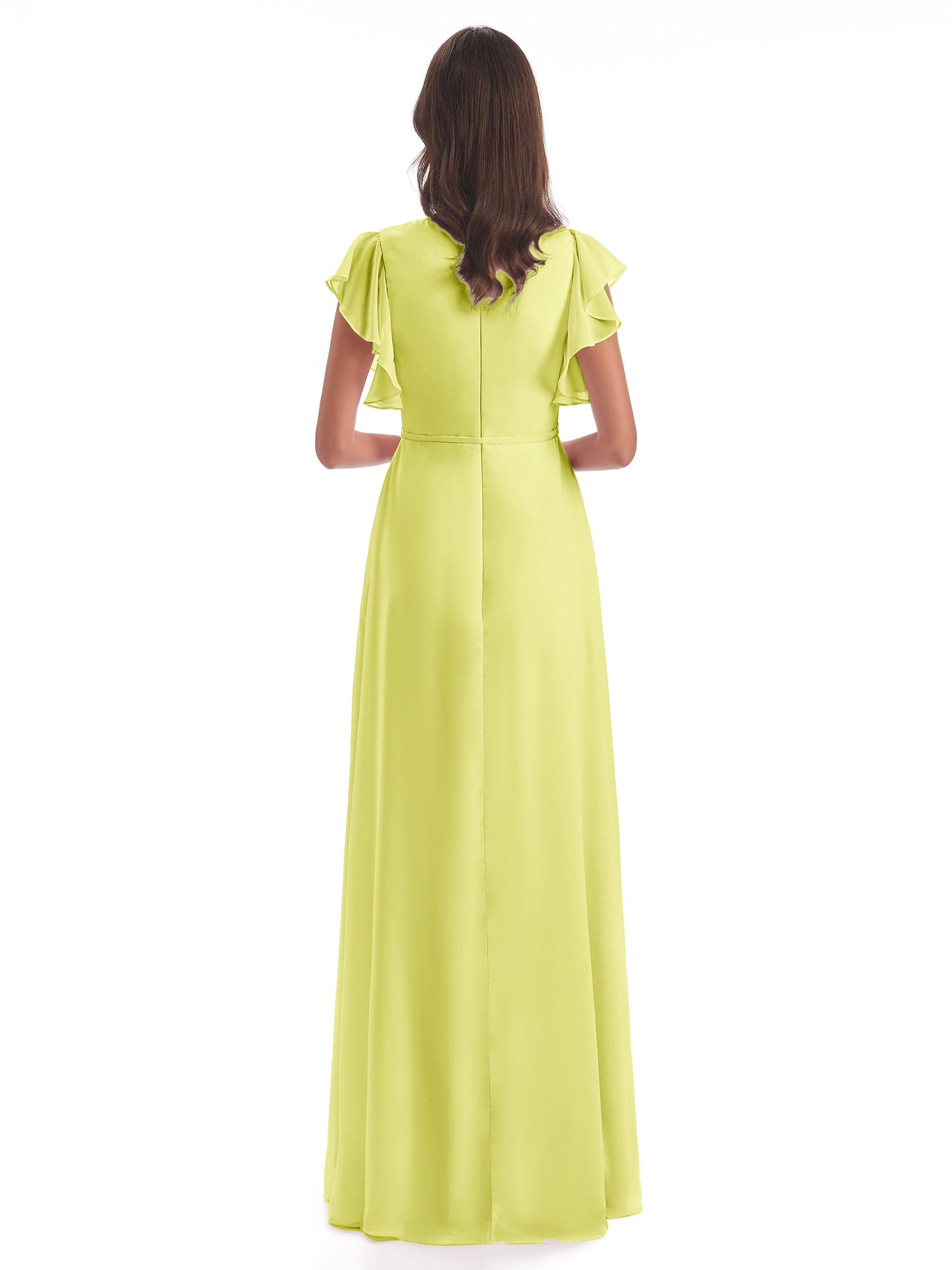 Stella Sheath Floor Length V-Neck Chiffon Bridesmaid Dresses
