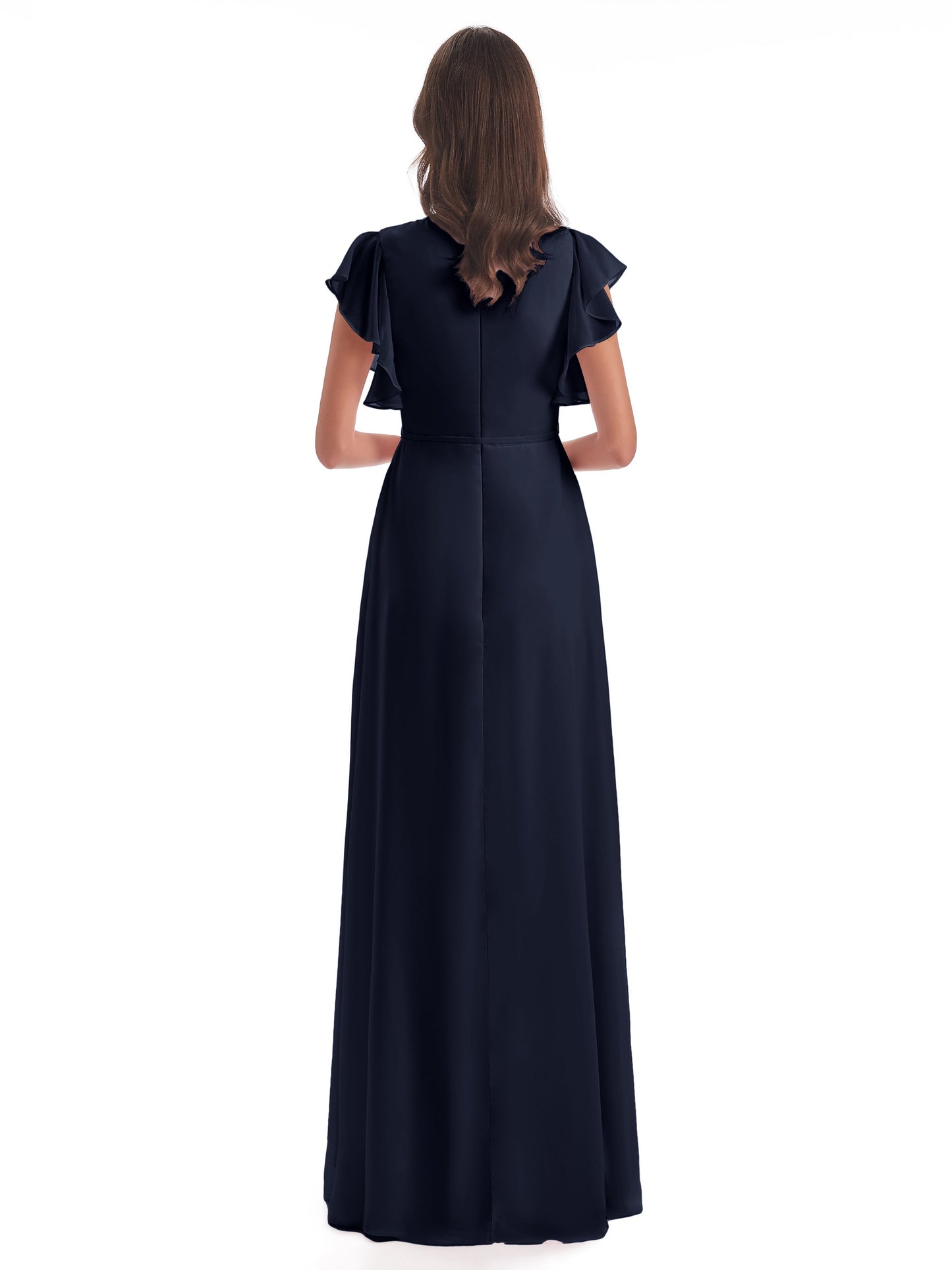 Stella Sheath Floor Length V-Neck Chiffon Bridesmaid Dresses