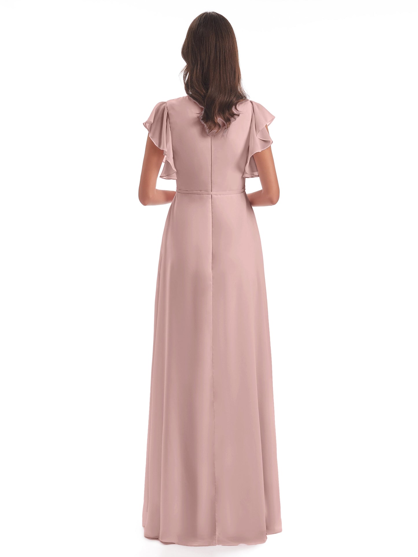 Stella Sheath Floor Length V-Neck Chiffon Bridesmaid Dresses