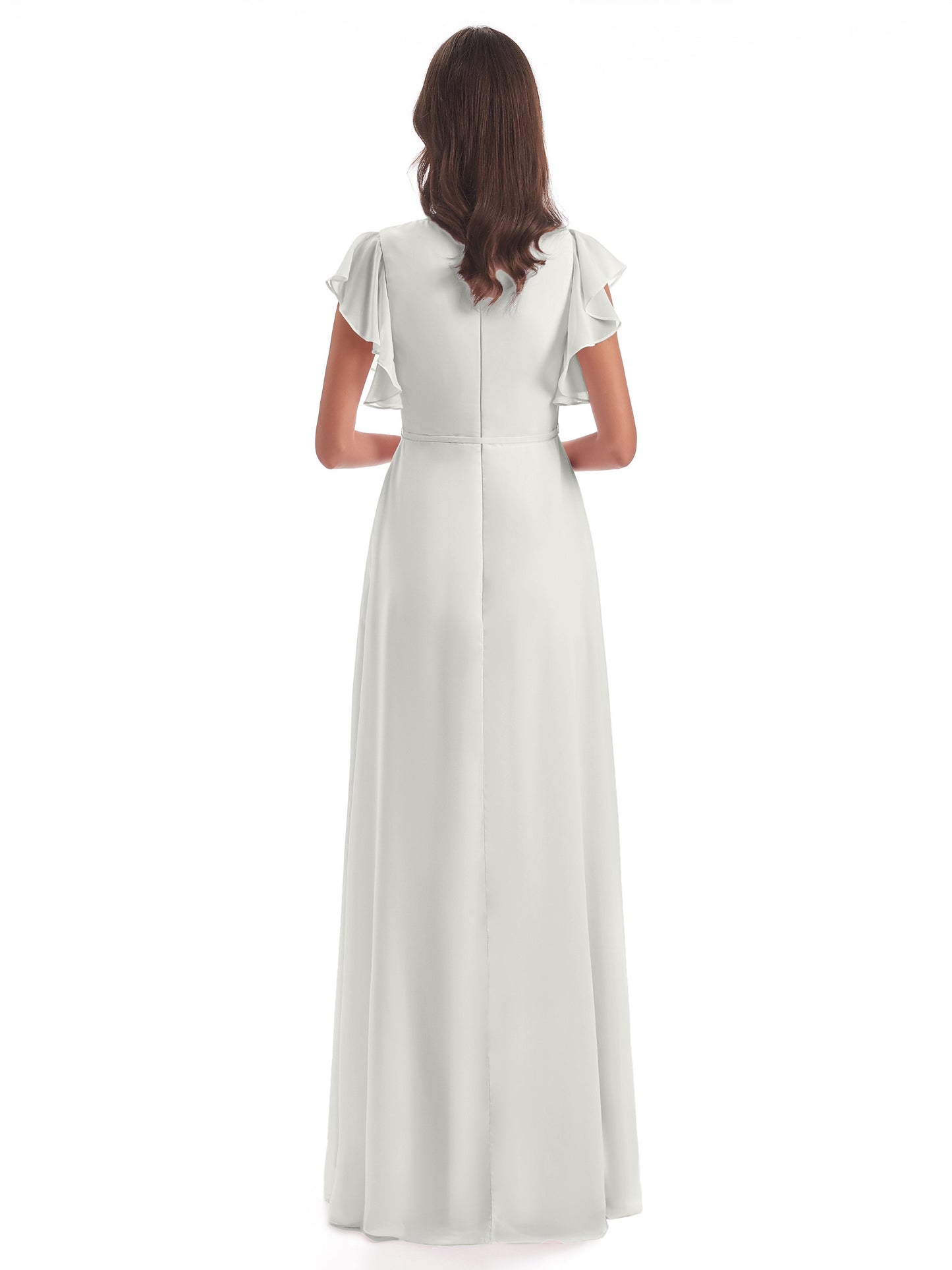 Stella Sheath Floor Length V-Neck Chiffon Bridesmaid Dresses