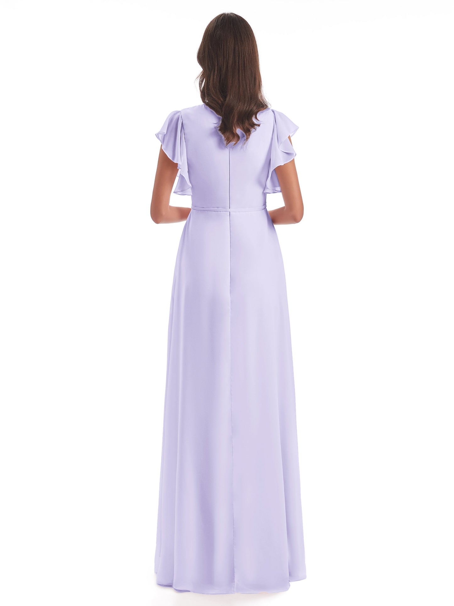 Stella Sheath Floor Length V-Neck Chiffon Bridesmaid Dresses
