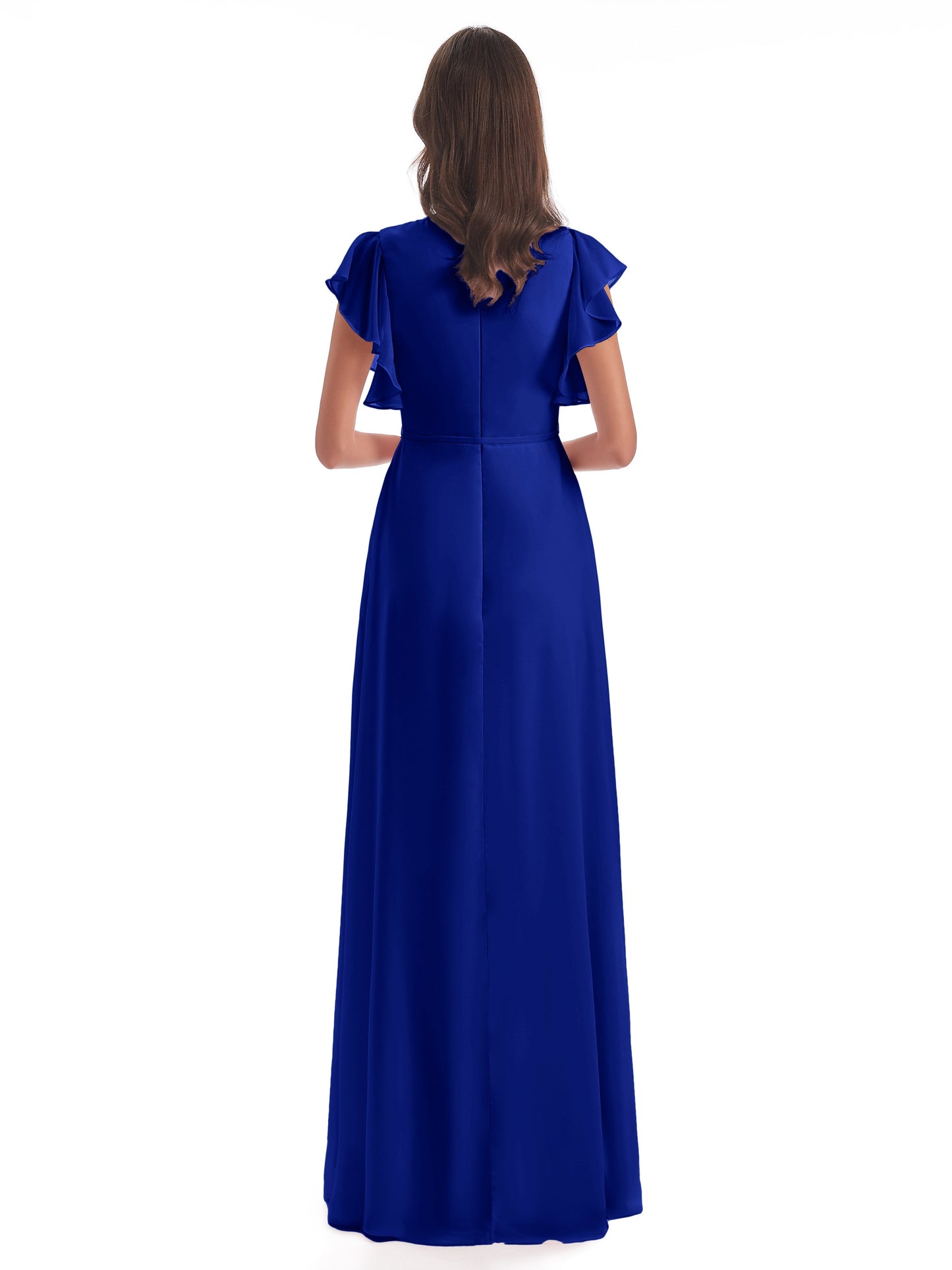 Stella Sheath Floor Length V-Neck Chiffon Bridesmaid Dresses