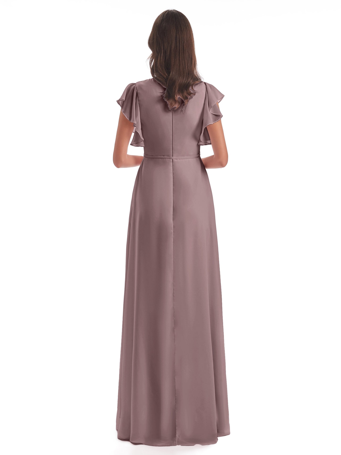 Stella Sheath Floor Length V-Neck Chiffon Bridesmaid Dresses