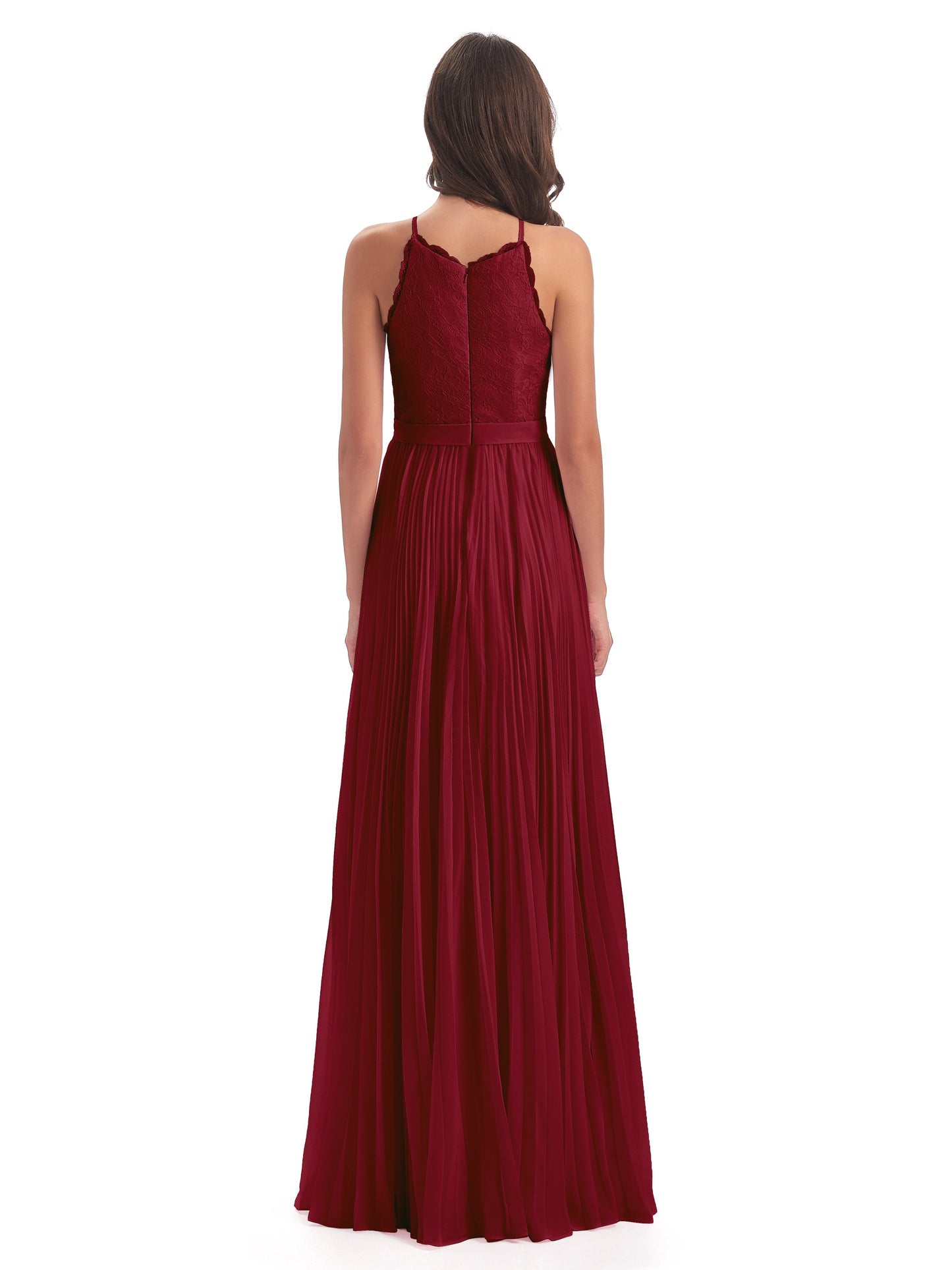 Susan Floor Length Halter Lace Bridesmaid Dresses