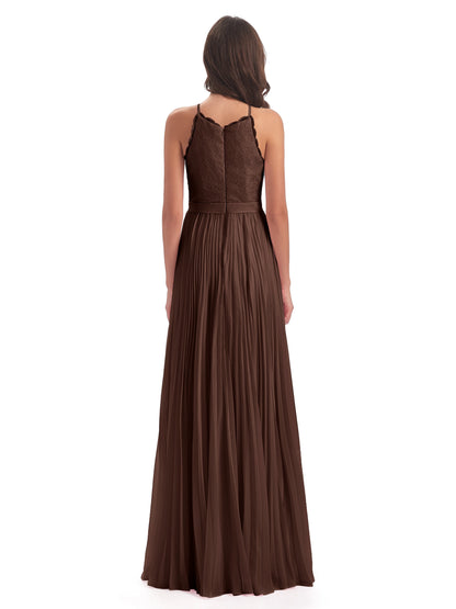 Susan Floor Length Halter Lace Bridesmaid Dresses
