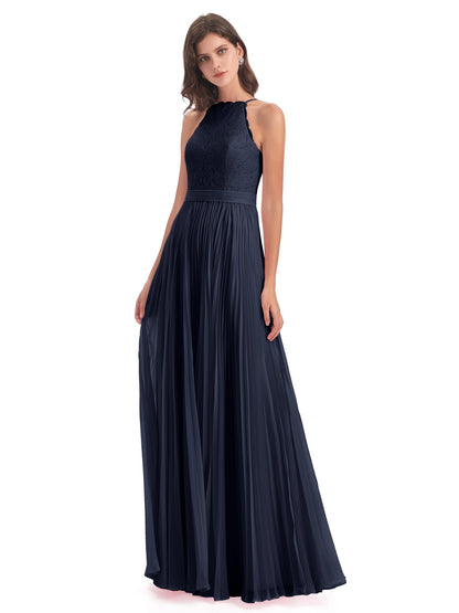 Susan Floor Length Halter Lace Bridesmaid Dresses