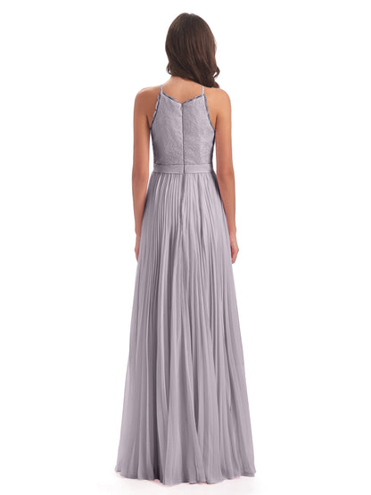 Susan Floor Length Halter Lace Bridesmaid Dresses
