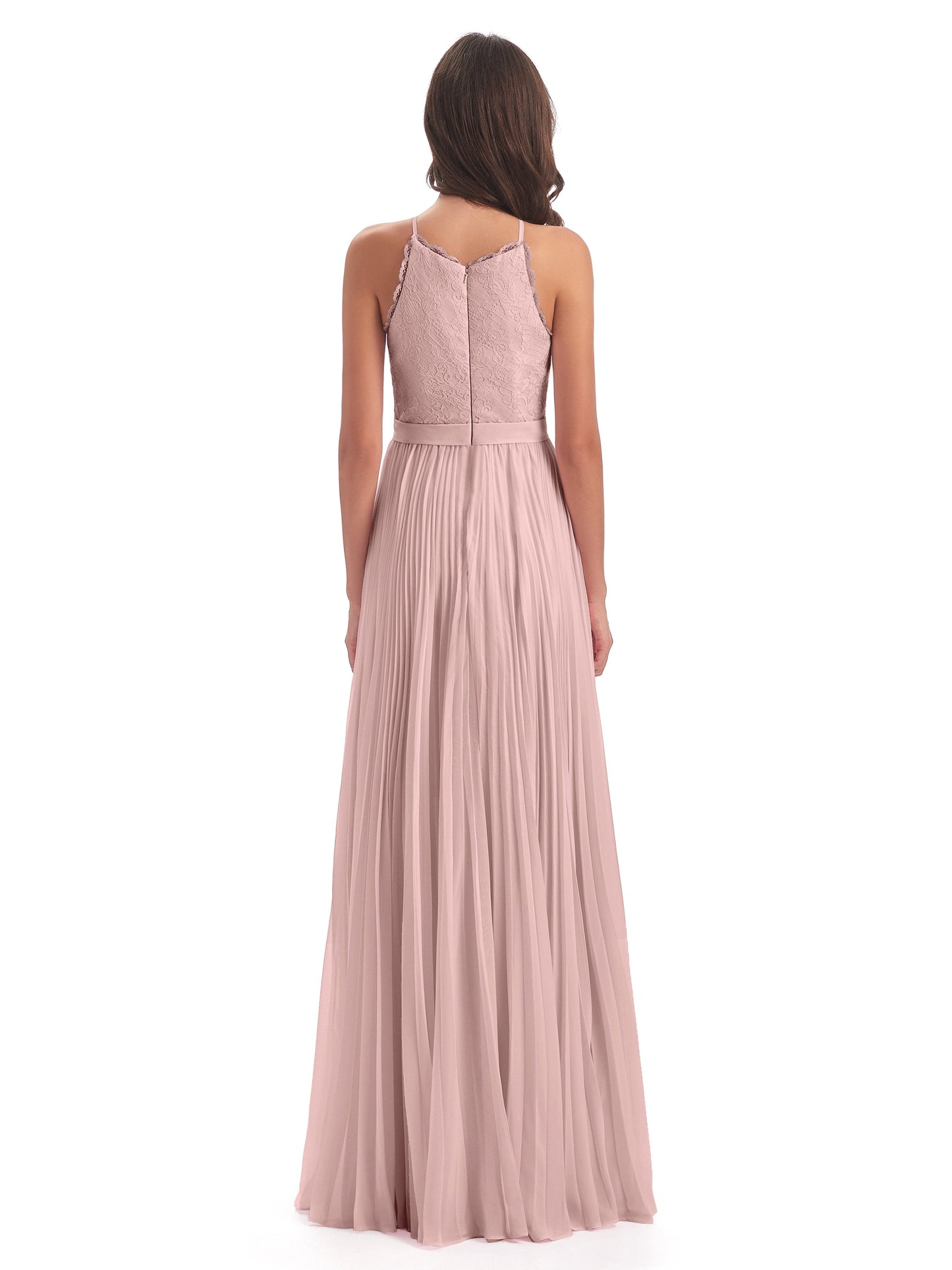 Susan Floor Length Halter Lace Bridesmaid Dresses