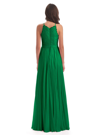 Susan Floor Length Halter Lace Bridesmaid Dresses