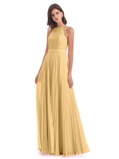 Susan Floor Length Halter Lace Bridesmaid Dresses