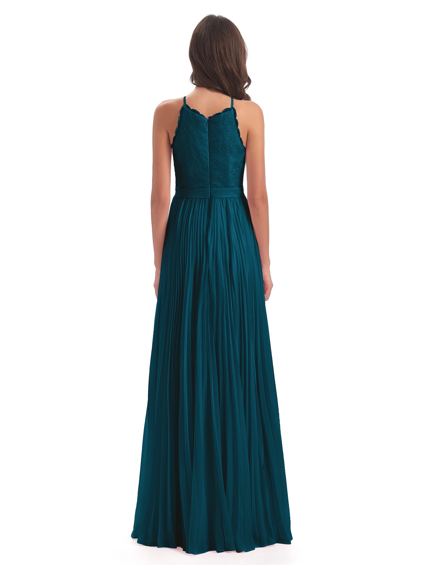 Susan Floor Length Halter Lace Bridesmaid Dresses