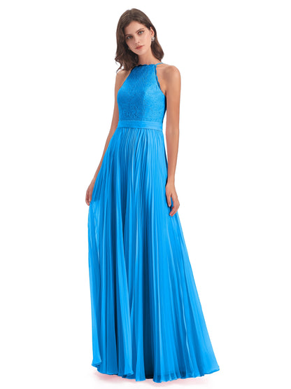 Susan Floor Length Halter Lace Bridesmaid Dresses
