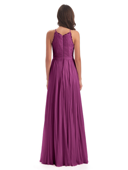Susan Floor Length Halter Lace Bridesmaid Dresses