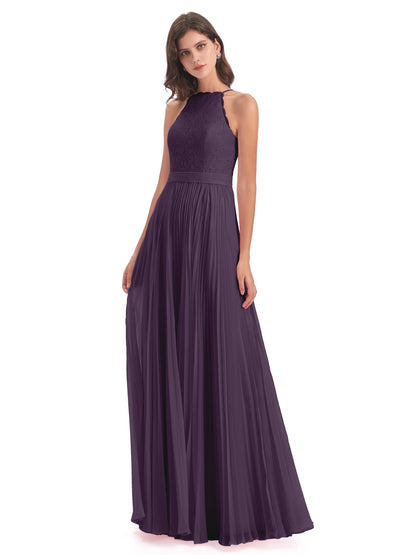 Susan Floor Length Halter Lace Bridesmaid Dresses