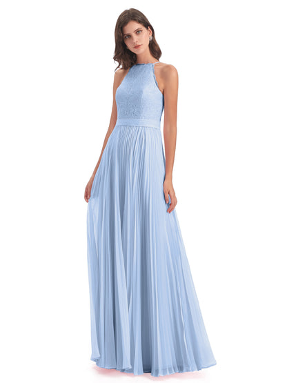 Susan Floor Length Halter Lace Bridesmaid Dresses