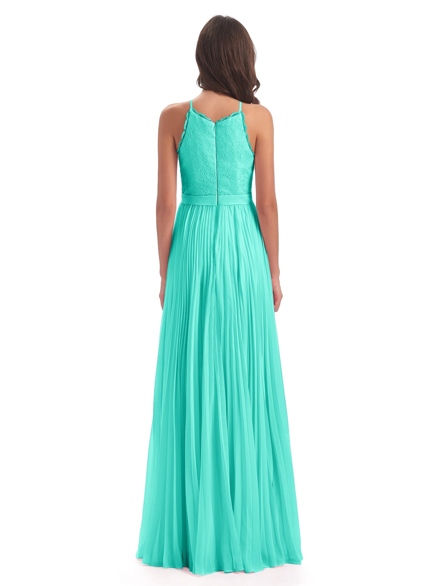 Susan Floor Length Halter Lace Bridesmaid Dresses