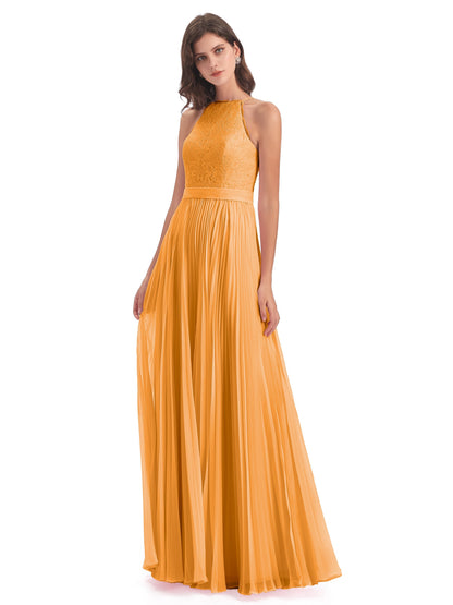 Susan Floor Length Halter Lace Bridesmaid Dresses