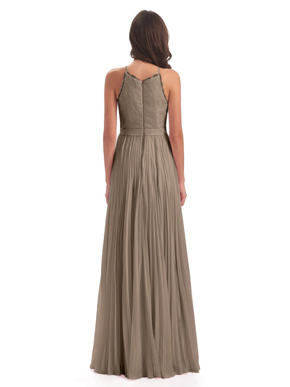 Susan Floor Length Halter Lace Bridesmaid Dresses