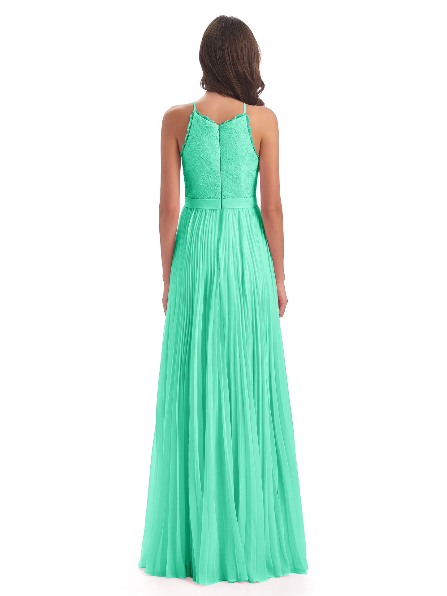 Susan Floor Length Halter Lace Bridesmaid Dresses