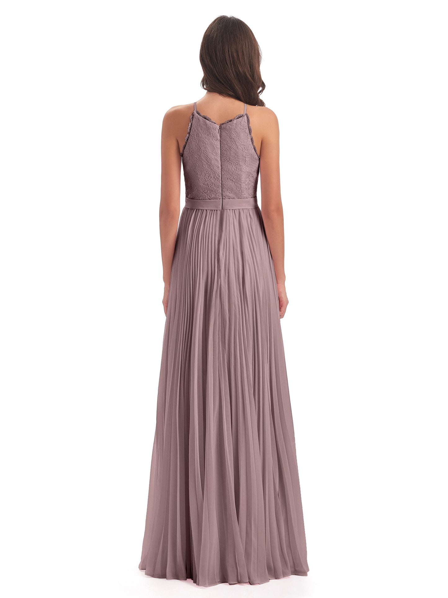 Susan Floor Length Halter Lace Bridesmaid Dresses