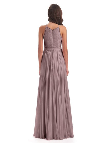 Susan Floor Length Halter Lace Bridesmaid Dresses