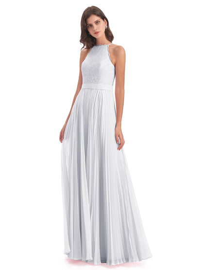 Susan Floor Length Halter Lace Bridesmaid Dresses