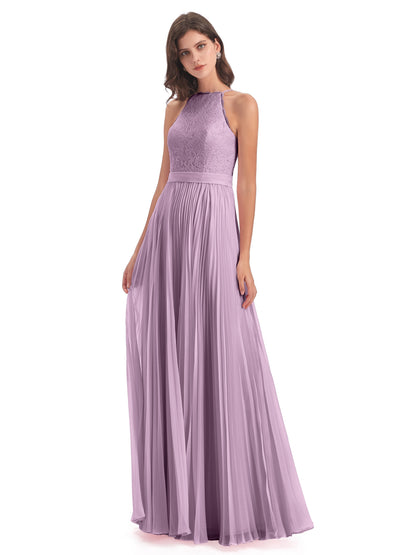 Susan Floor Length Halter Lace Bridesmaid Dresses