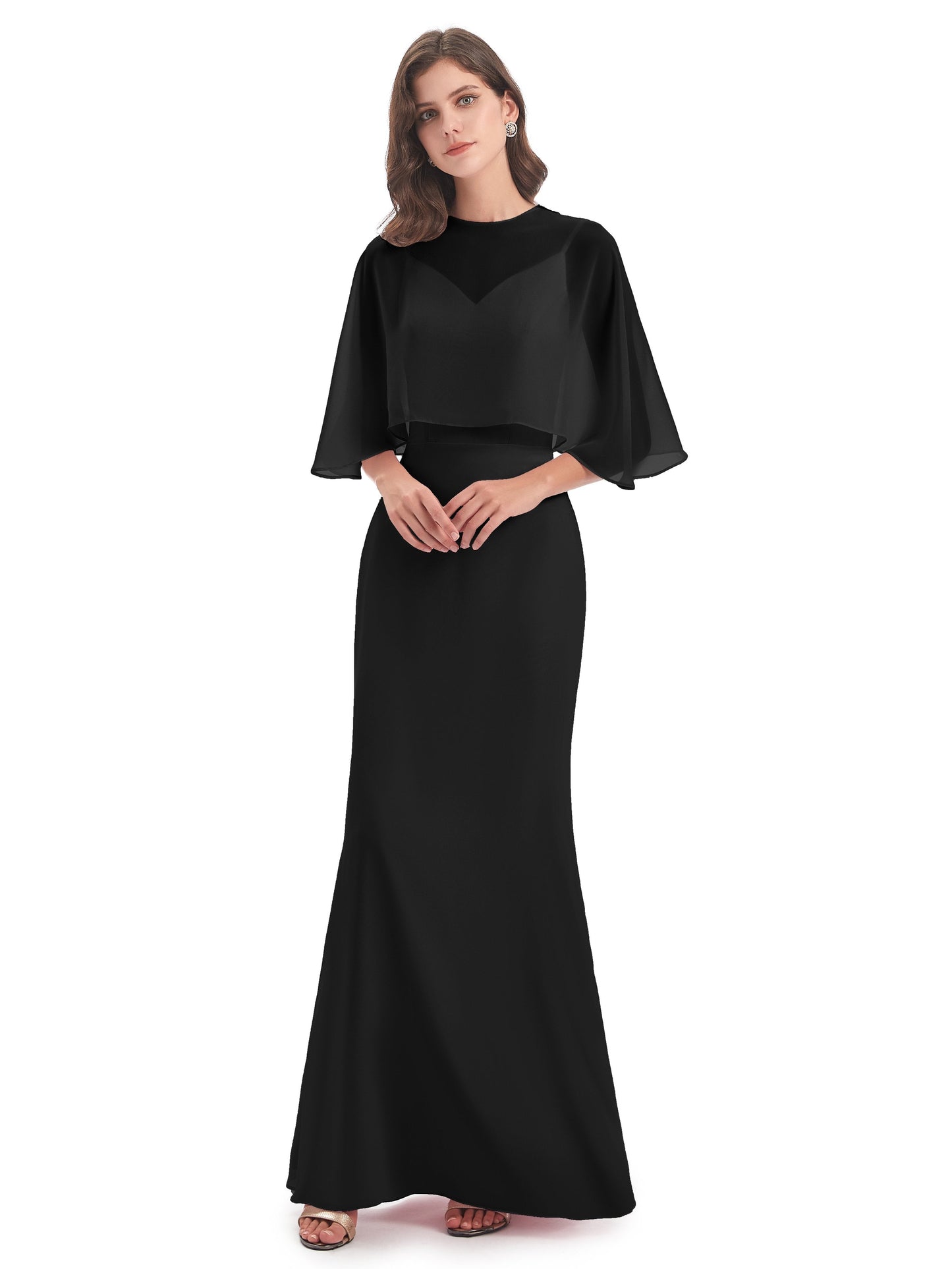 Tara Trumpet Spaghetti Straps Chiffon Long Bridesmaid Dresses