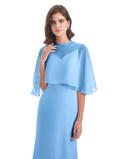 Tara Trumpet Spaghetti Straps Chiffon Long Bridesmaid Dresses