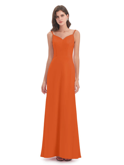 Tara Trumpet Spaghetti Straps Chiffon Long Bridesmaid Dresses
