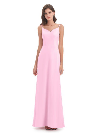 Tara Trumpet Spaghetti Straps Chiffon Long Bridesmaid Dresses