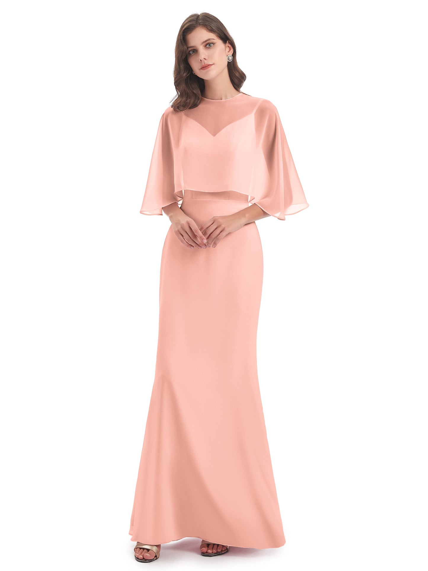 Tara Trumpet Spaghetti Straps Chiffon Long Bridesmaid Dresses