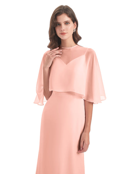 Tara Trumpet Spaghetti Straps Chiffon Long Bridesmaid Dresses