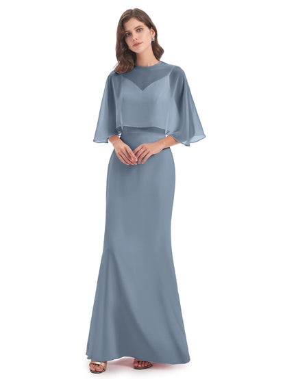 Tara Trumpet Spaghetti Straps Chiffon Long Bridesmaid Dresses