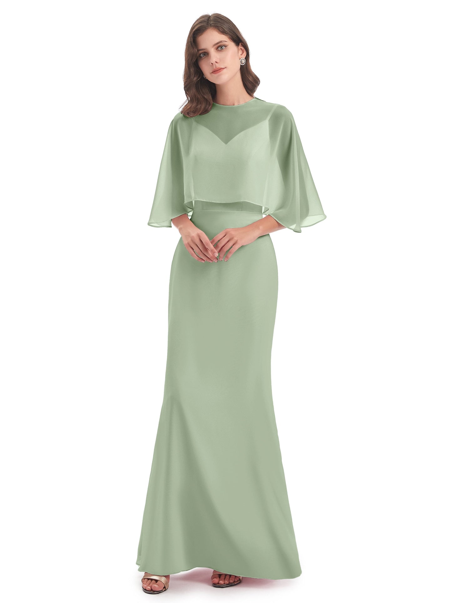 Tara Trumpet Spaghetti Straps Chiffon Long Bridesmaid Dresses