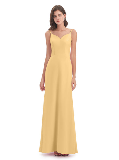 Tara Trumpet Spaghetti Straps Chiffon Long Bridesmaid Dresses