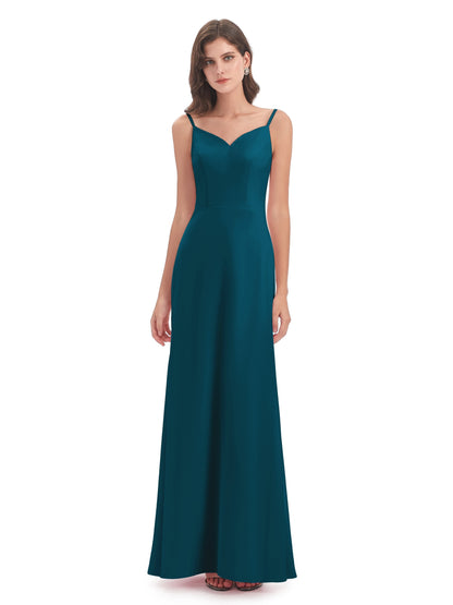 Tara Trumpet Spaghetti Straps Chiffon Long Bridesmaid Dresses