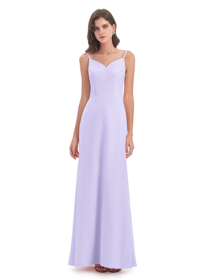 Tara Trumpet Spaghetti Straps Chiffon Long Bridesmaid Dresses