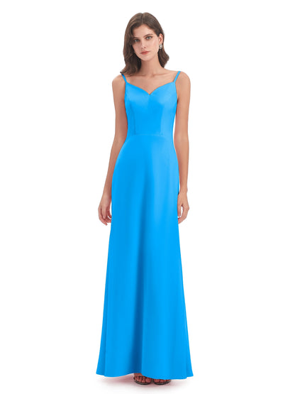 Tara Trumpet Spaghetti Straps Chiffon Long Bridesmaid Dresses