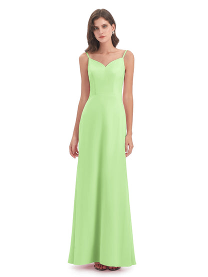 Tara Trumpet Spaghetti Straps Chiffon Long Bridesmaid Dresses