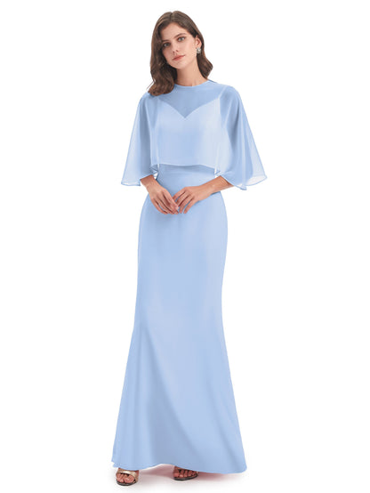 Tara Trumpet Spaghetti Straps Chiffon Long Bridesmaid Dresses