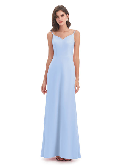 Tara Trumpet Spaghetti Straps Chiffon Long Bridesmaid Dresses