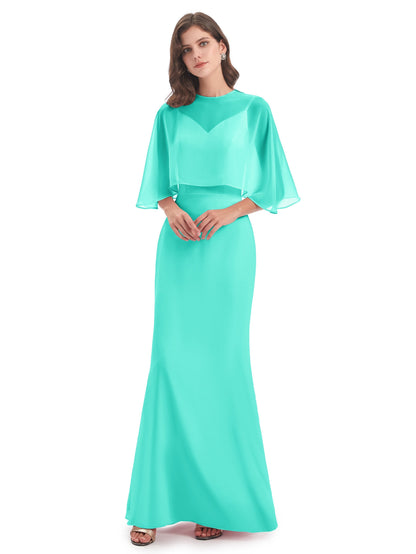 Tara Trumpet Spaghetti Straps Chiffon Long Bridesmaid Dresses