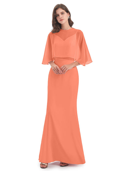 Tara Trumpet Spaghetti Straps Chiffon Long Bridesmaid Dresses