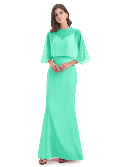 Tara Trumpet Spaghetti Straps Chiffon Long Bridesmaid Dresses