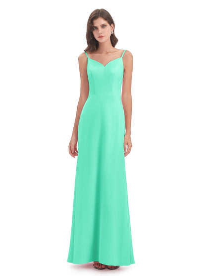 Tara Trumpet Spaghetti Straps Chiffon Long Bridesmaid Dresses