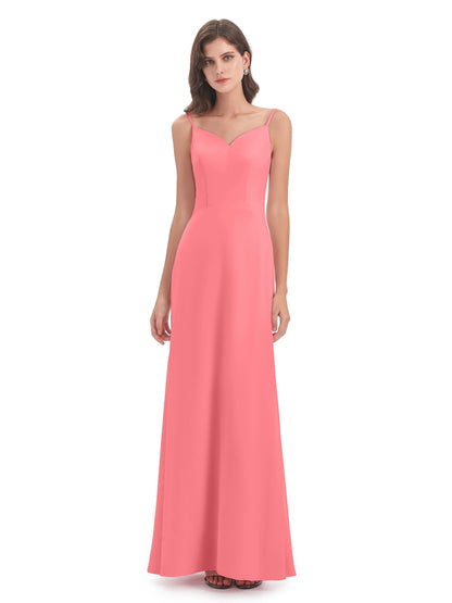 Tara Trumpet Spaghetti Straps Chiffon Long Bridesmaid Dresses